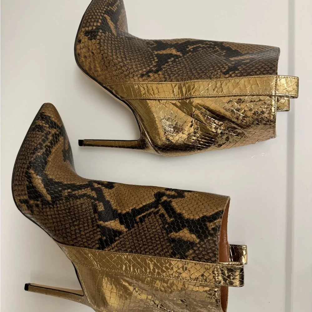 Paris Texas Tan/Gold Python Stiletto Heels Ankle‎ Boots Size 7.5 EUC